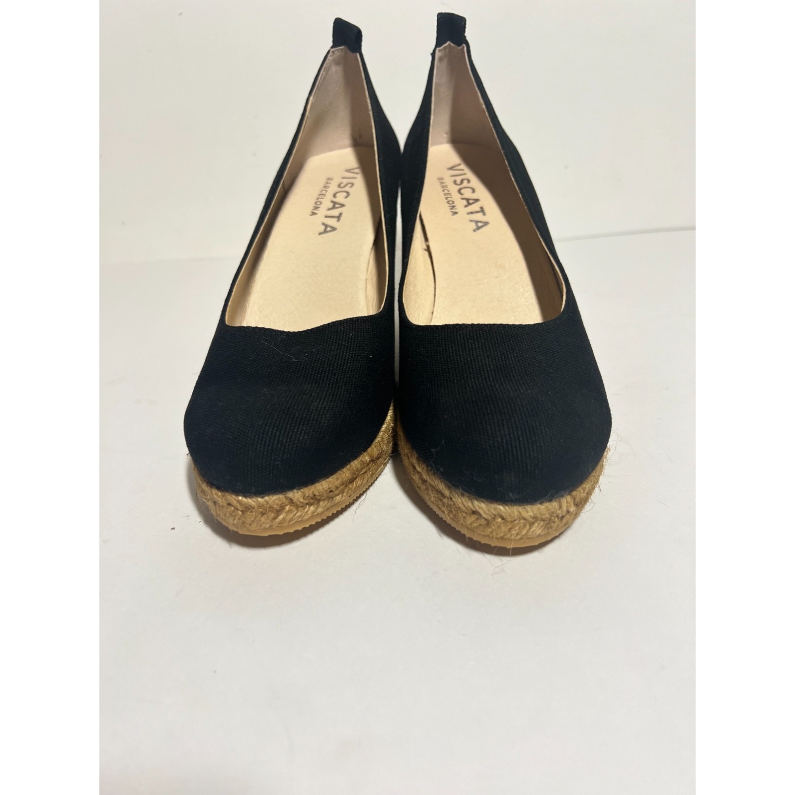 Viscata Euc Black Canvas Marquesa Espadrille 3.5" Wedge Shoe Sandal 41 Eu 10 Us — image 4 of 8